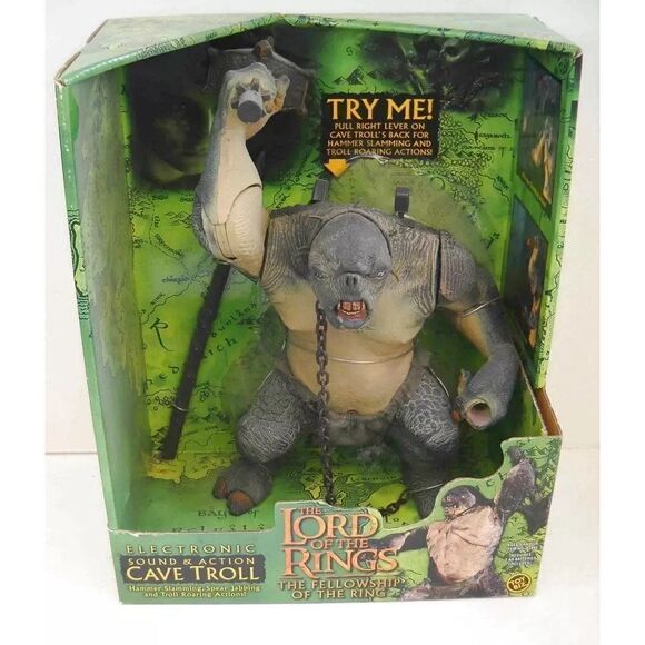 LOTR LORD OF RINGS TOYBIZ TOY BIZ GREEN BOX CAVE TROLL SOUND & ACTION FIGURE NIB - Picture 1 of 16